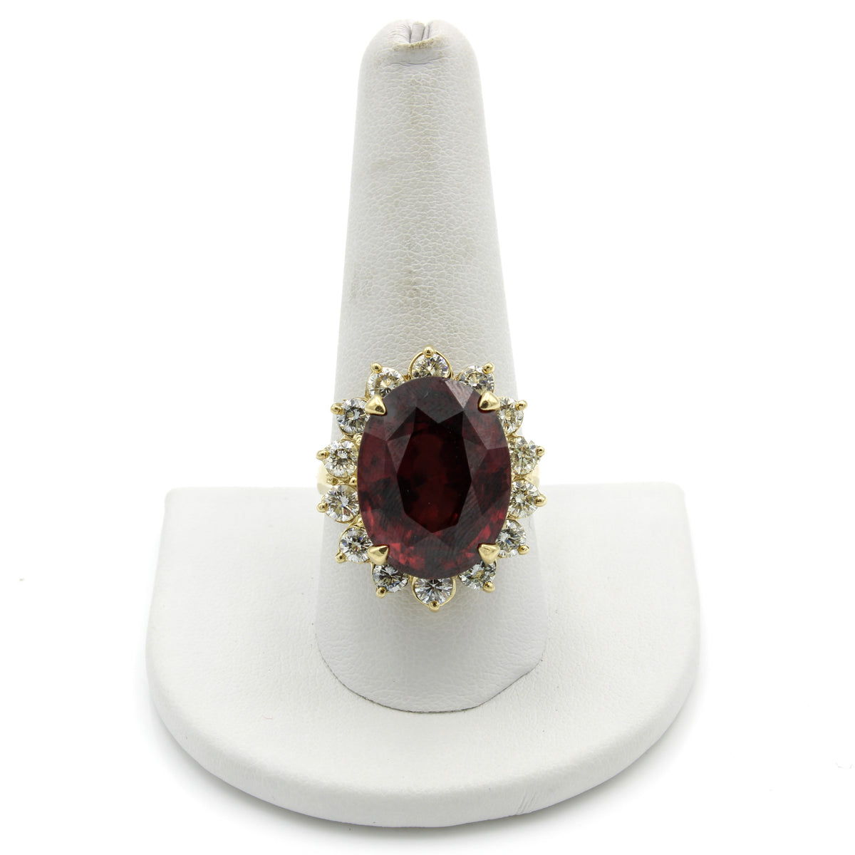 【誠実】 Yellow 14K Gold Ring Cocktail Zircon Red Diamond Ctw 2.00 アクセサリー