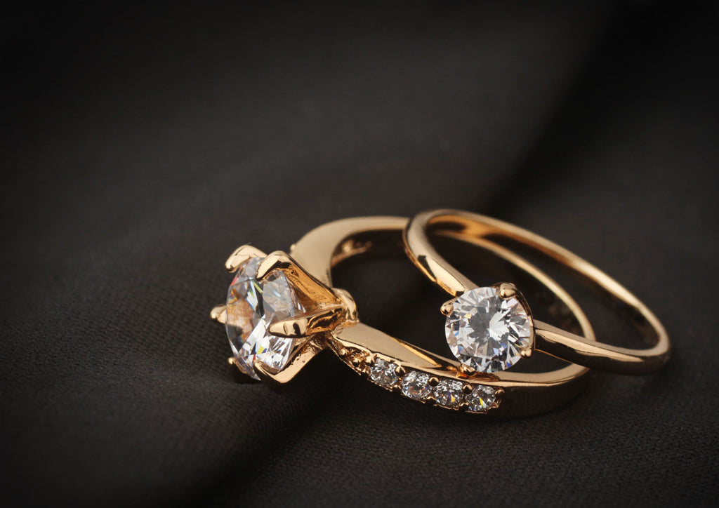 gold rings with a diamond