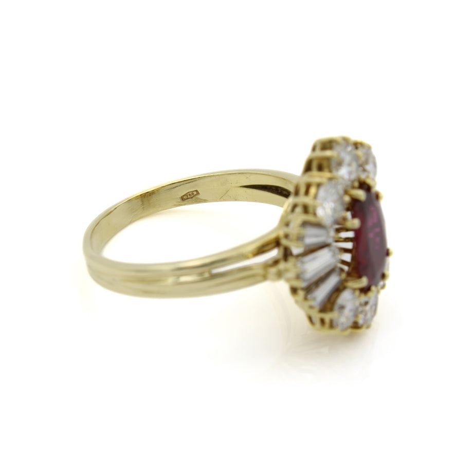 18k Yellow Gold Oval Ruby .70 CTW Diamond Cocktail Ring #E37091-1