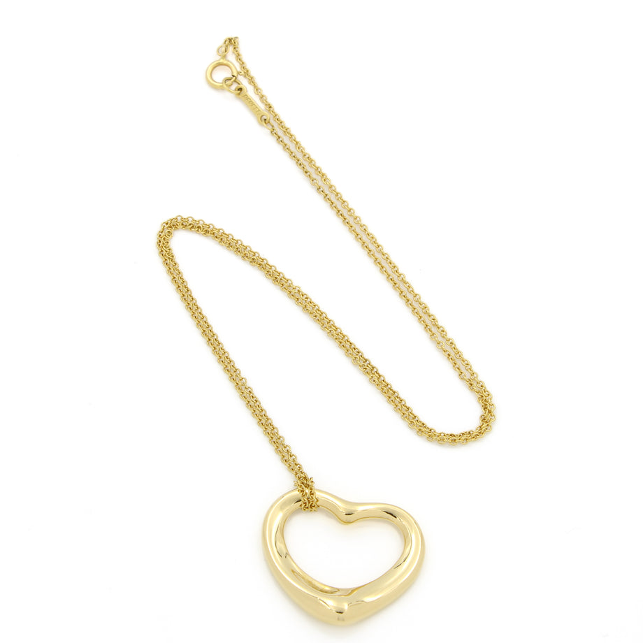 18K Yellow Gold Tiffany Co Elsa Peretti Open Heart Pendant