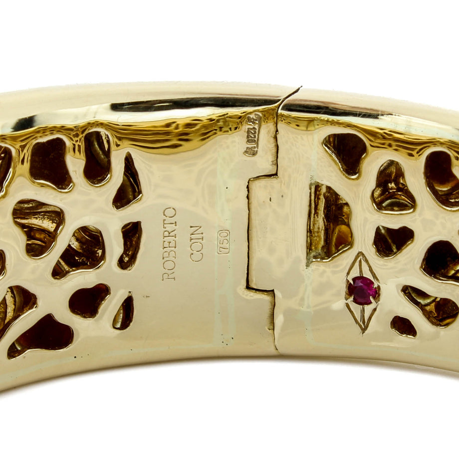 Roberto Coin 18K Gold Tigers Eye Diamond Ruby Giraffe Hinged