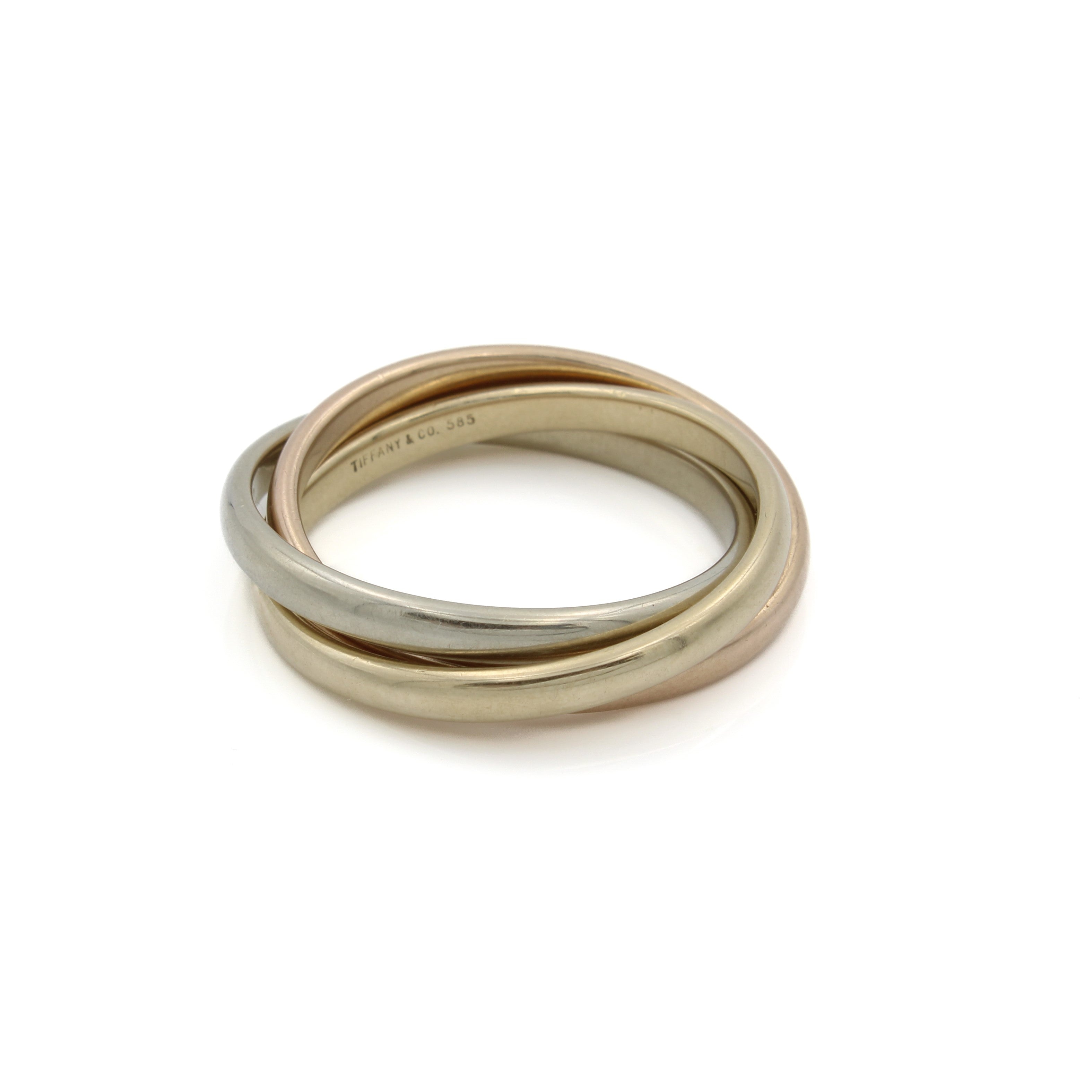 Vintage Tiffany & Company 14k Tri Color Gold Rolling Ring Size 9.5 #J3 ...