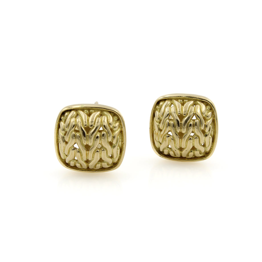 大学生 割引 Cushion Chain Gold Yellow 18K Hardy John Stud W Earrings アクセサリー