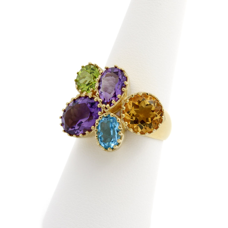 18k Yellow Gold Amethyst Citrine Peridot Topaz Size 7.75 18k Yellow Gold Amethyst Citrine Peridot Topaz Size 7.75