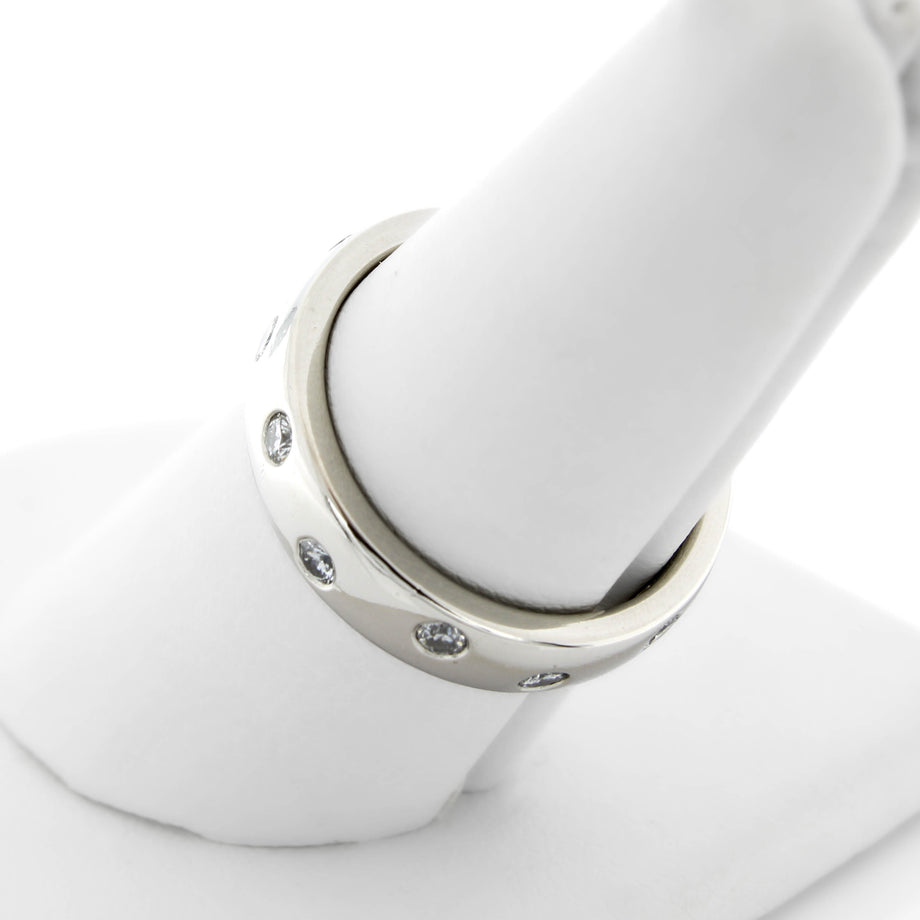 Platinum .75ctw Round Diamond Ring Size 7 Band Width 4.9mm