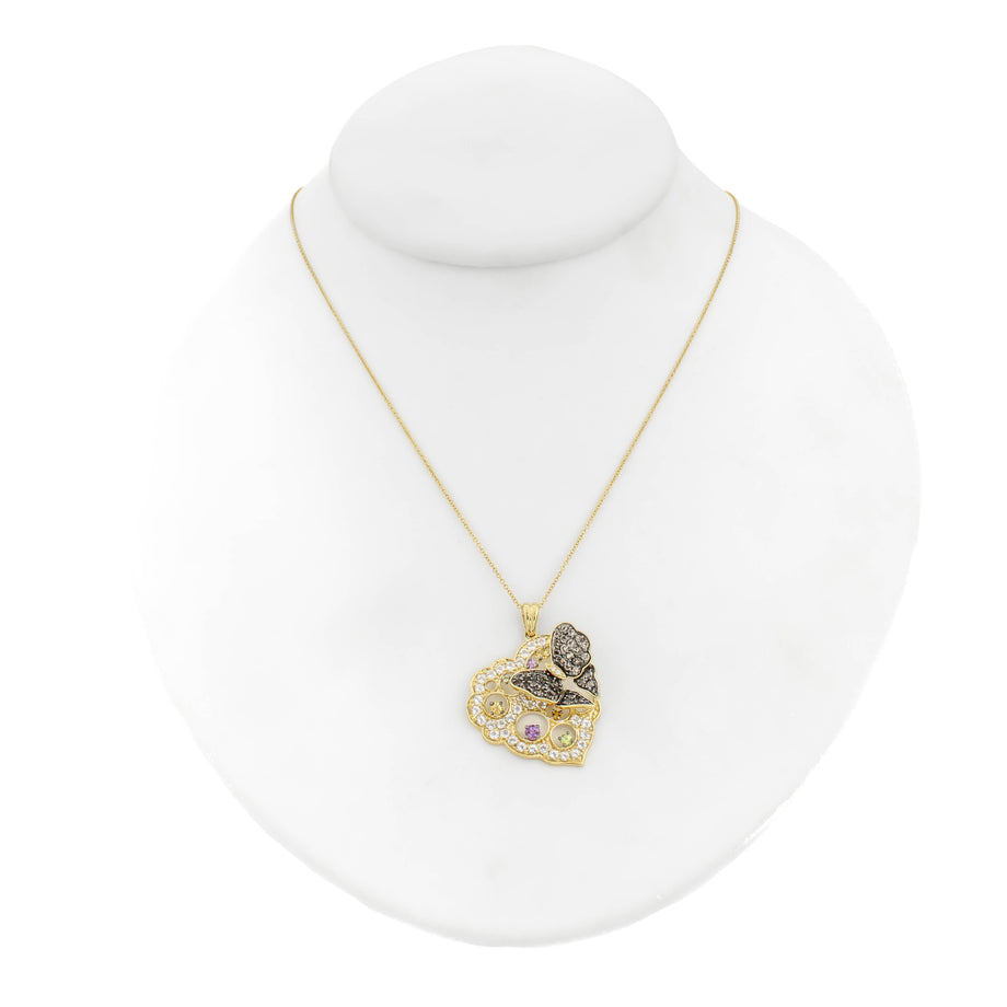 Le Vian 14K Gold Sapphire Smoky Quartz Butterfly Heart