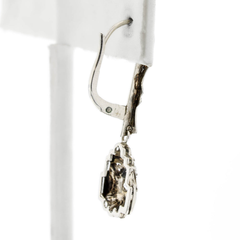 18K White Gold .15ctw Round Goshenite Beryl Drop Earrings