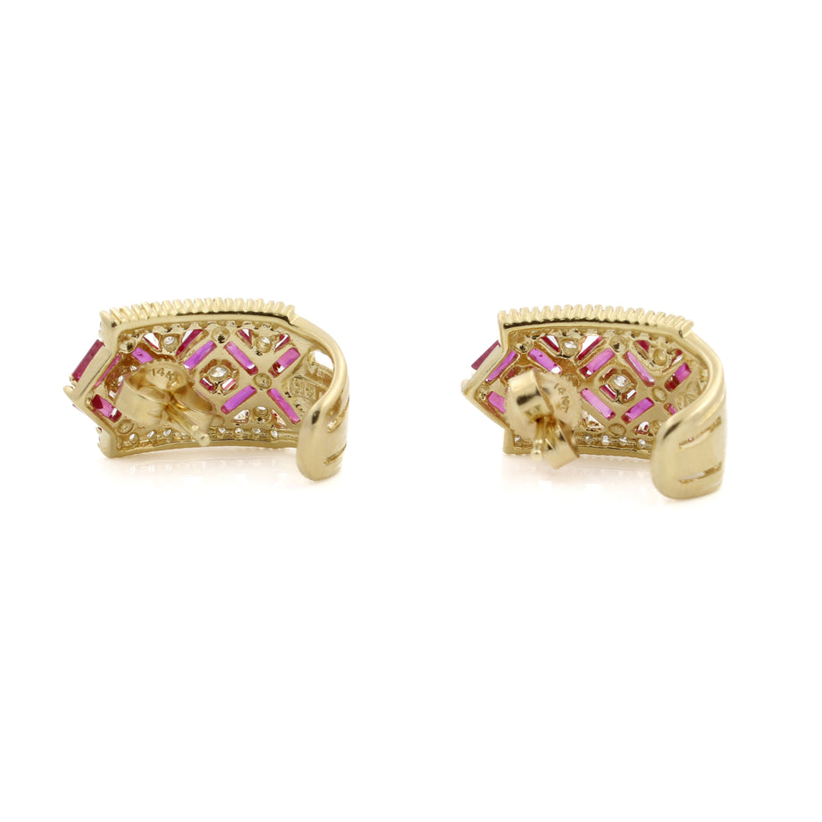 BH 14k Yellow Gold 2.40ctw Ruby & .50ctw Diamond J-Hoop