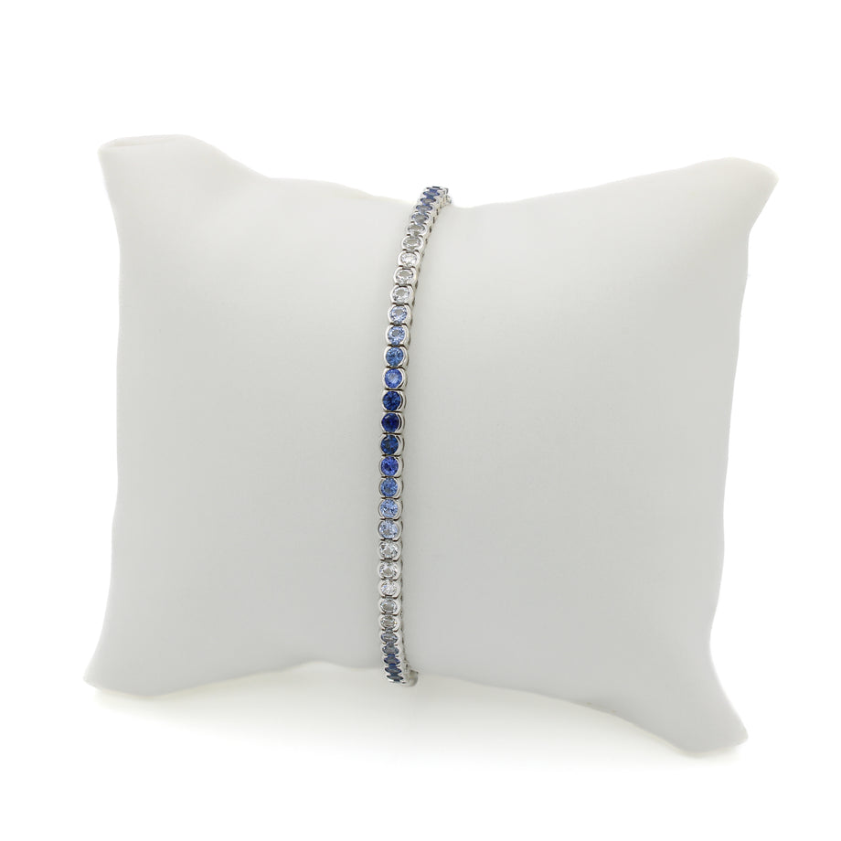 Le Vian 14k White Gold Vanilla and Denim Sapphire Bolo Bracelet